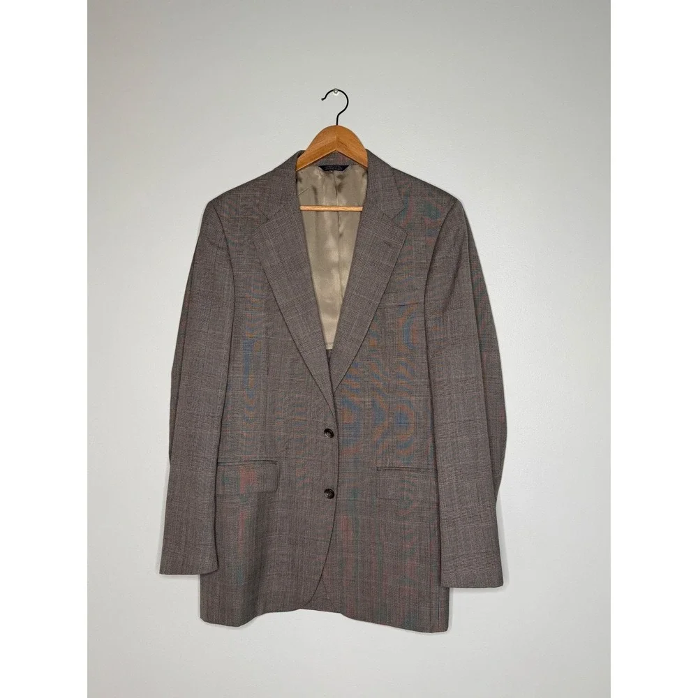 Cricketeer Hecht's Mens Grey Glen Plaid 2 Button Suit Blazer Trousers USA Made - Picture 2 of 11